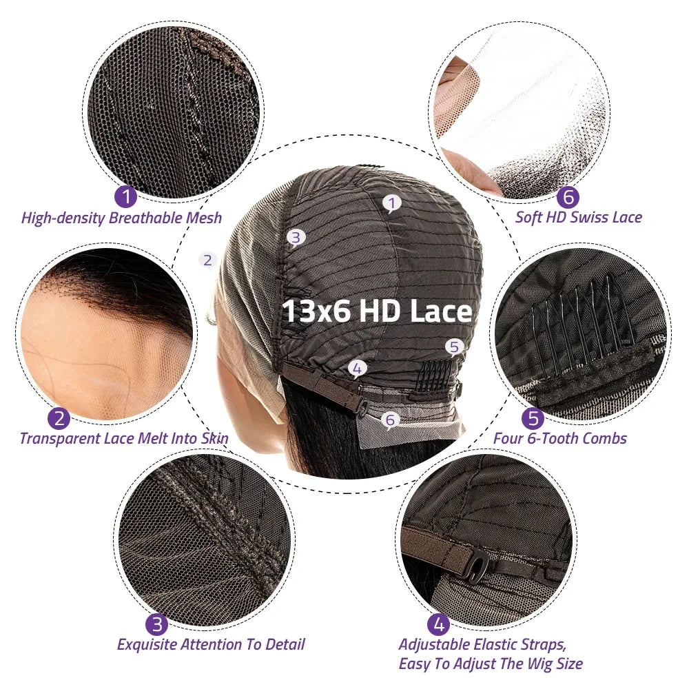 36 Inch Chocolate Brown Body Wave HD Lace Front Human Hair Wig Brazilian 13x6 Lace Frontal Wigs Preplucked for Women 200 Density