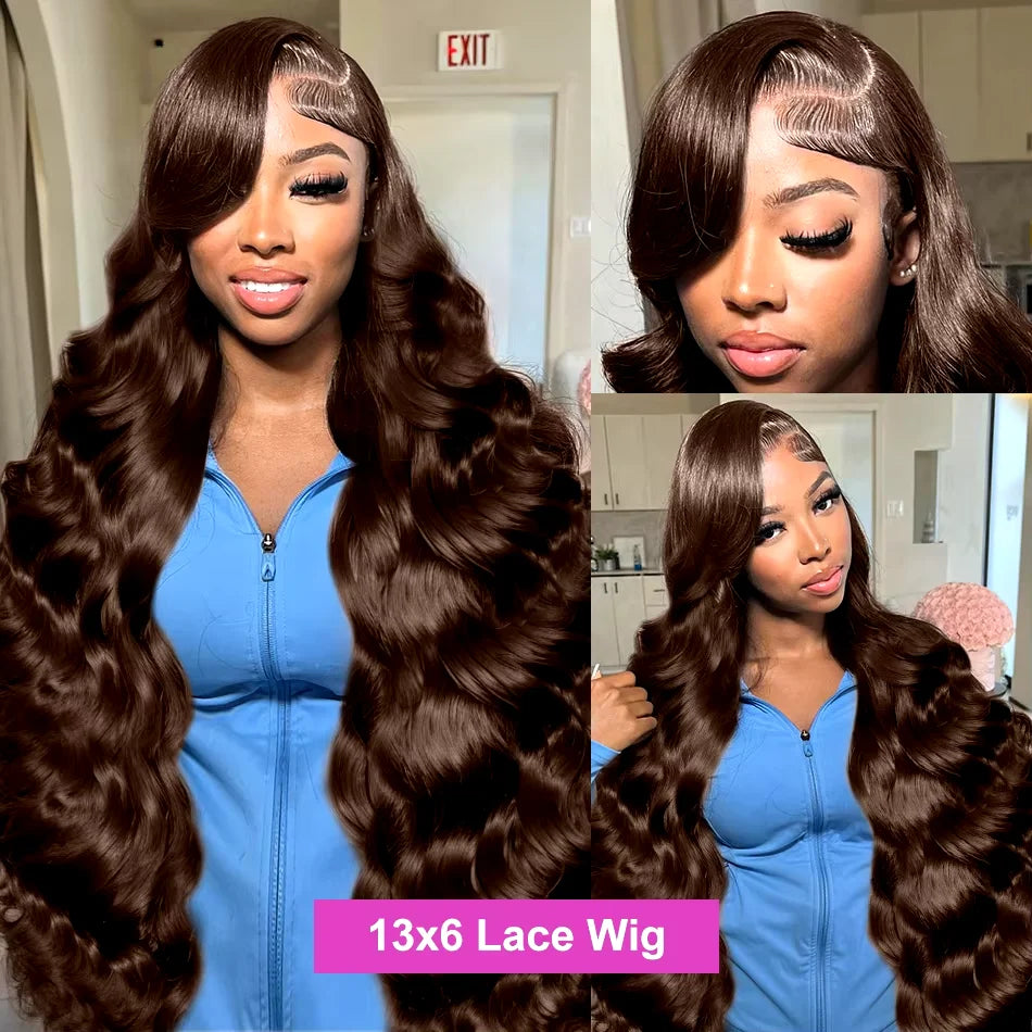Chocolate Brown Lace Front Wig Body Wave Human Hair Wigs 13x6 Hd Lace Frontal Wig 250 Density Wigs Human Hair For Black Women
