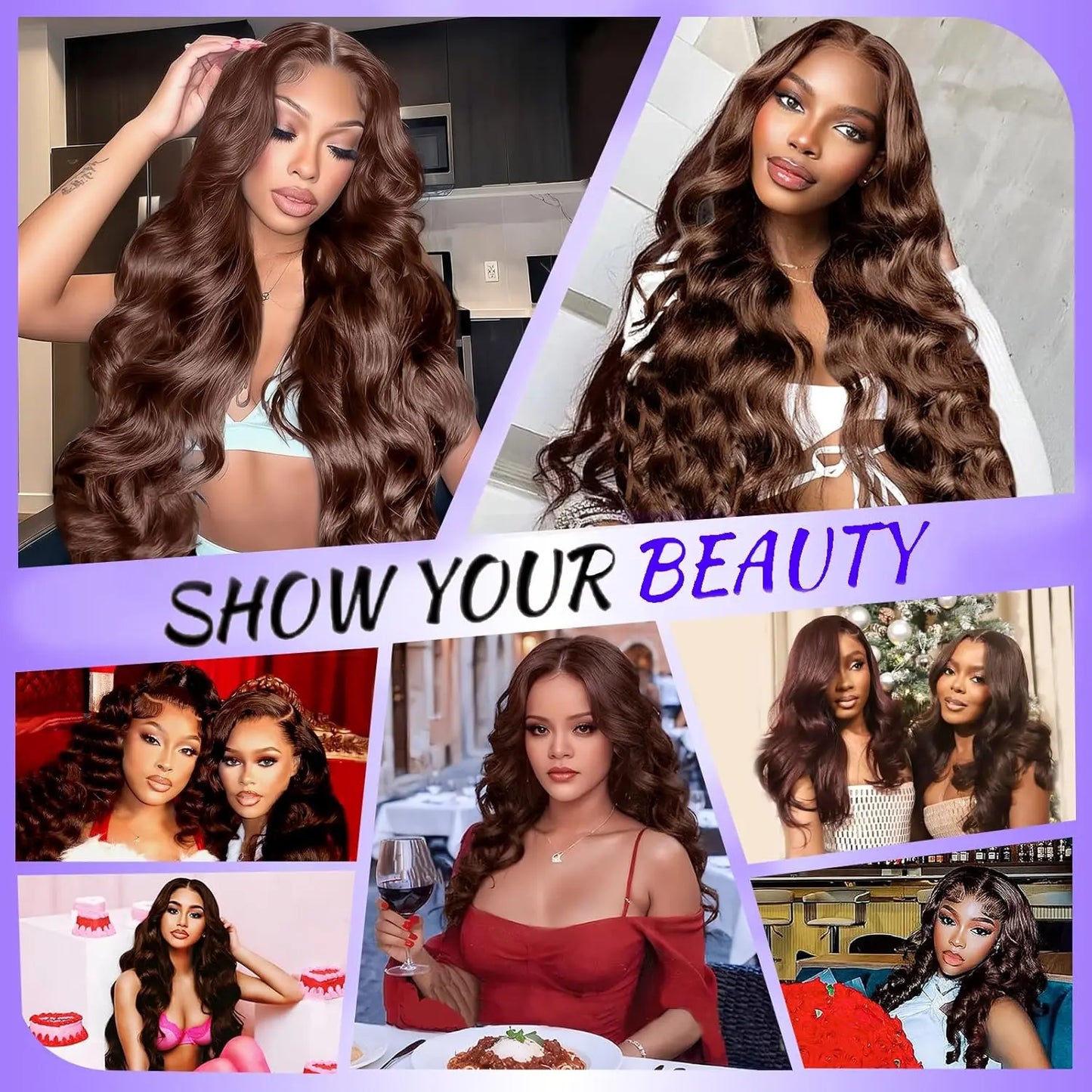 Chocolate Brown Human Hair Wig 200% Density 13X6 Body Wave Lace Front Wigs Human Hair HD Frontal Wig Pre Plucked For Black Women