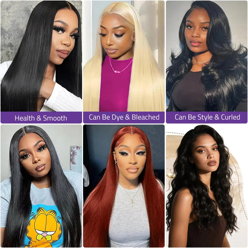 100% Pre-Plucked Brazilian Human Hair Wigs 13x6 HD Lace Bone Straight Wig 40 Inch 13x4 Transparent Lace Frontal High Density Wig