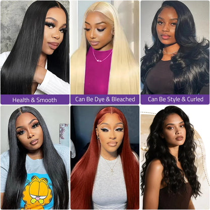 100% Pre-Plucked Brazilian Human Hair Wigs 13x6 HD Lace Bone Straight Wig 40 Inch 13x4 Transparent Lace Frontal High Density Wig