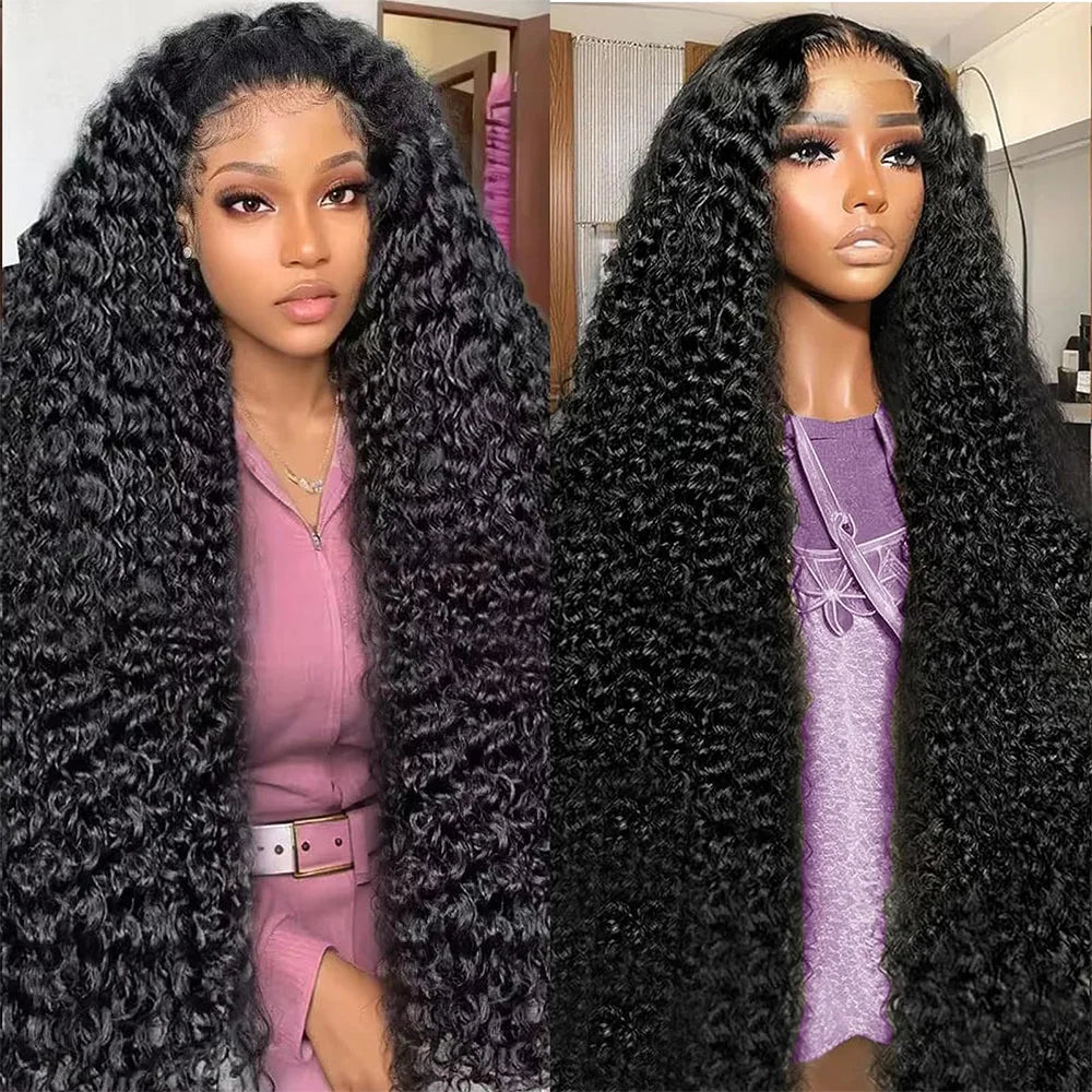 Deep Wave Natural Dark Wig On Sale 13x6 HD Lace Wig 5x5 Glueless Lace Wave Curly Wig 38 Inch 360 Full Lace 100% Human Hair Wig
