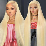 613 Honey Blonde Color Wig 40 Inch Brazilian Remy Hair Bone Straight Wig 13x4 and 13x6 HD Frontal Lace Wig 220 Density For Women