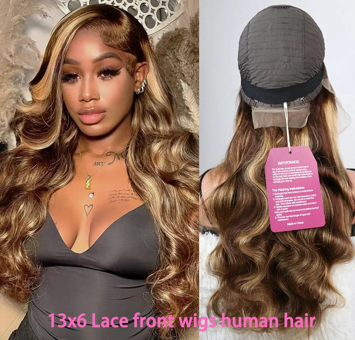 P4/27 Highlight Ombre Wig Human Hair Body Wave HD Transparent Lace Front Wigs Human Hair 200% Density Wigs Pre Plucked For Women