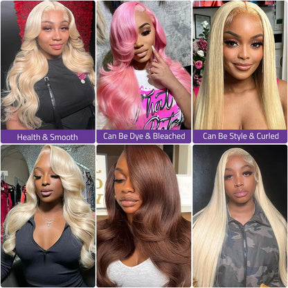 HD Lace Frontal Wig 13x6 Lace Body Wave Wig Brazilian 200 Density Pre-plucked Blonde  Human Hair 13x4 Transparent Lace Front Wig