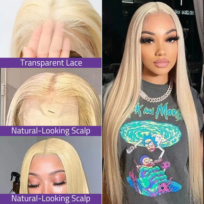 200 Density 100% Human Hair Wigs  613 Straight Lace Front Wigs 13x6 HD Transparent Lace Wigs For Women Can Be Dyed Any Color