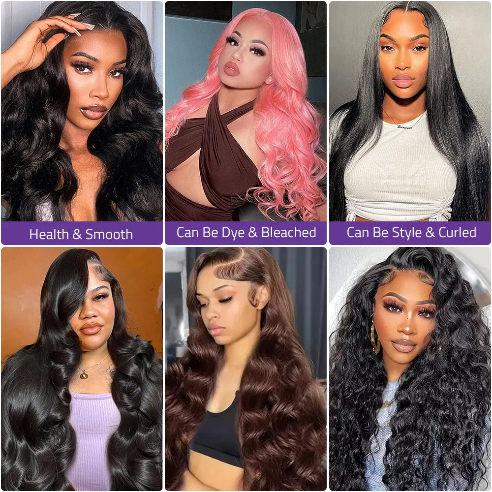 18-40 Inch 13x4 HD Swiss Lace Frontal Wig 13x6 Transparent Lace Front Human Hair Wig For Women 360 Full Lace Black Body Wave Wig