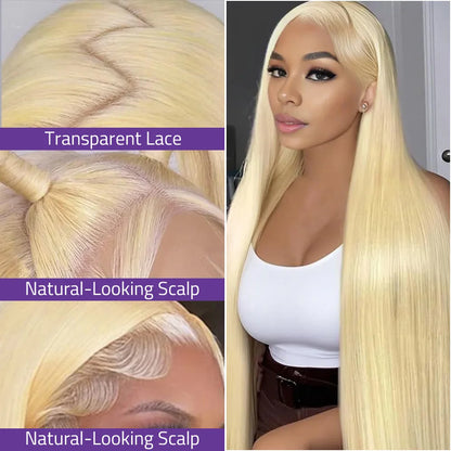 613 Straight Brazilian Human Hair Wigs 13x6 HD  Transparent  Lace Front Wigs 200 Density Lace Frontal Wig Can Be Dyed Any Color