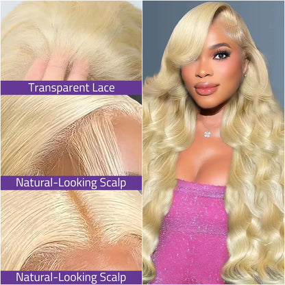 HD Lace Frontal Wig 13x6 Lace Body Wave Wig Brazilian 200 Density Pre-plucked Blonde  Human Hair 13x4 Transparent Lace Front Wig