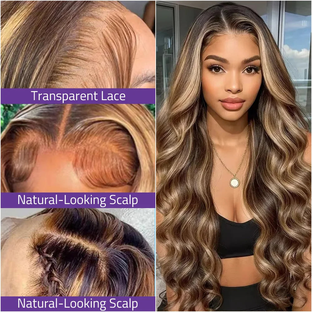 P4/27 Highlight Body Wave Human Hair Lace Wigs 13x4 and 13x6 HD Frontal Lace Wigs For Women Pre-plucked Brazilian Remy Hair Wigs
