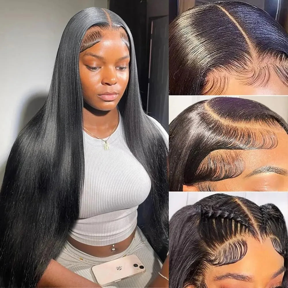 200 Density 13x6 HD Lace Frontal Wig For Black Women Brazilian Wigs Human Hair 5x5 Bone Straight HD Transparent Lace Front Wigs