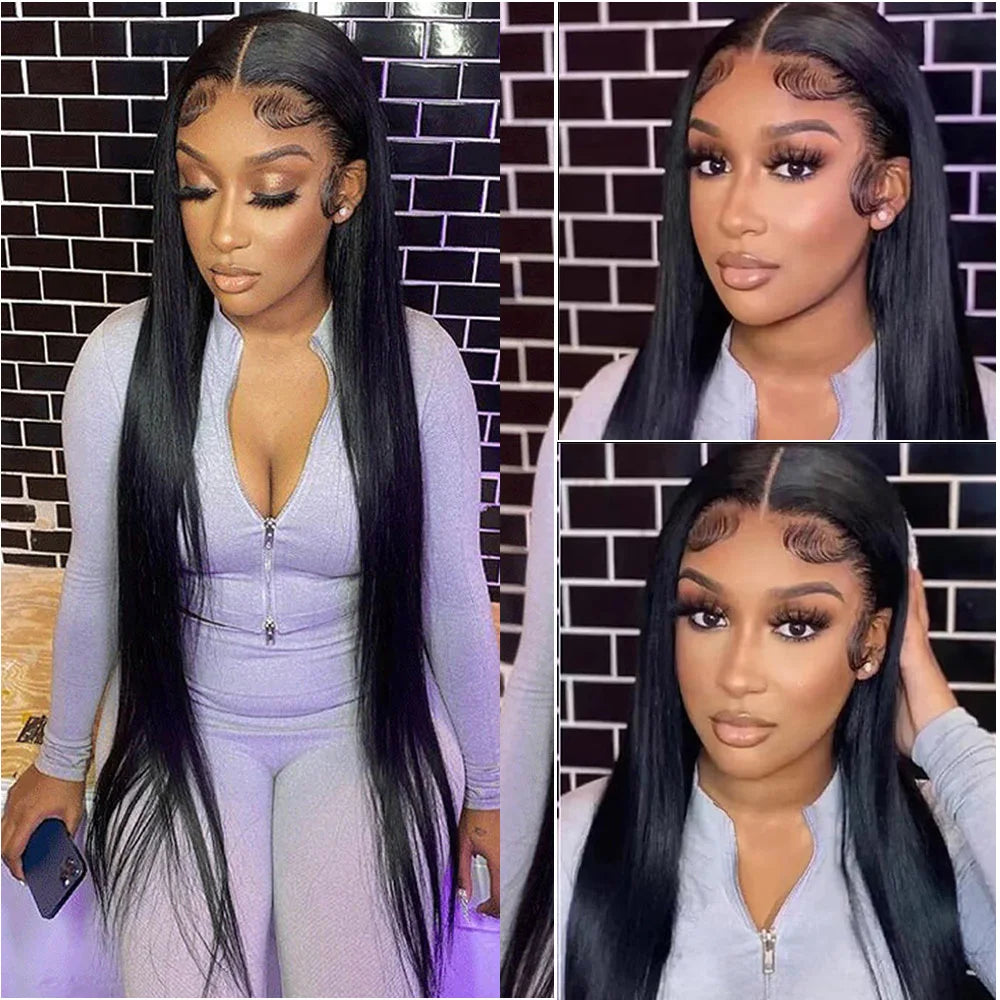 38 Inch 13x4 13x6 HD Transparent Straight Lace Front Wigs 200 Density 360 Full Lace Brazilian Natural Human Hair Wigs For Women
