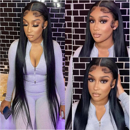 38 Inch 13x4 13x6 HD Transparent Straight Lace Front Wigs 200 Density 360 Full Lace Brazilian Natural Human Hair Wigs For Women