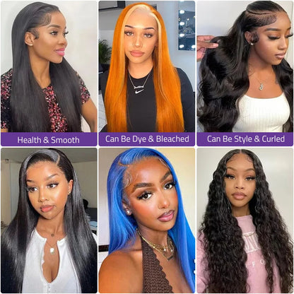 38 Inch 13x6 Hd Lace Frontal Wig 200% Density Brazilian Straight Human Hair 13x4 Lace Front Wig Natural Hairline Invisible Knots