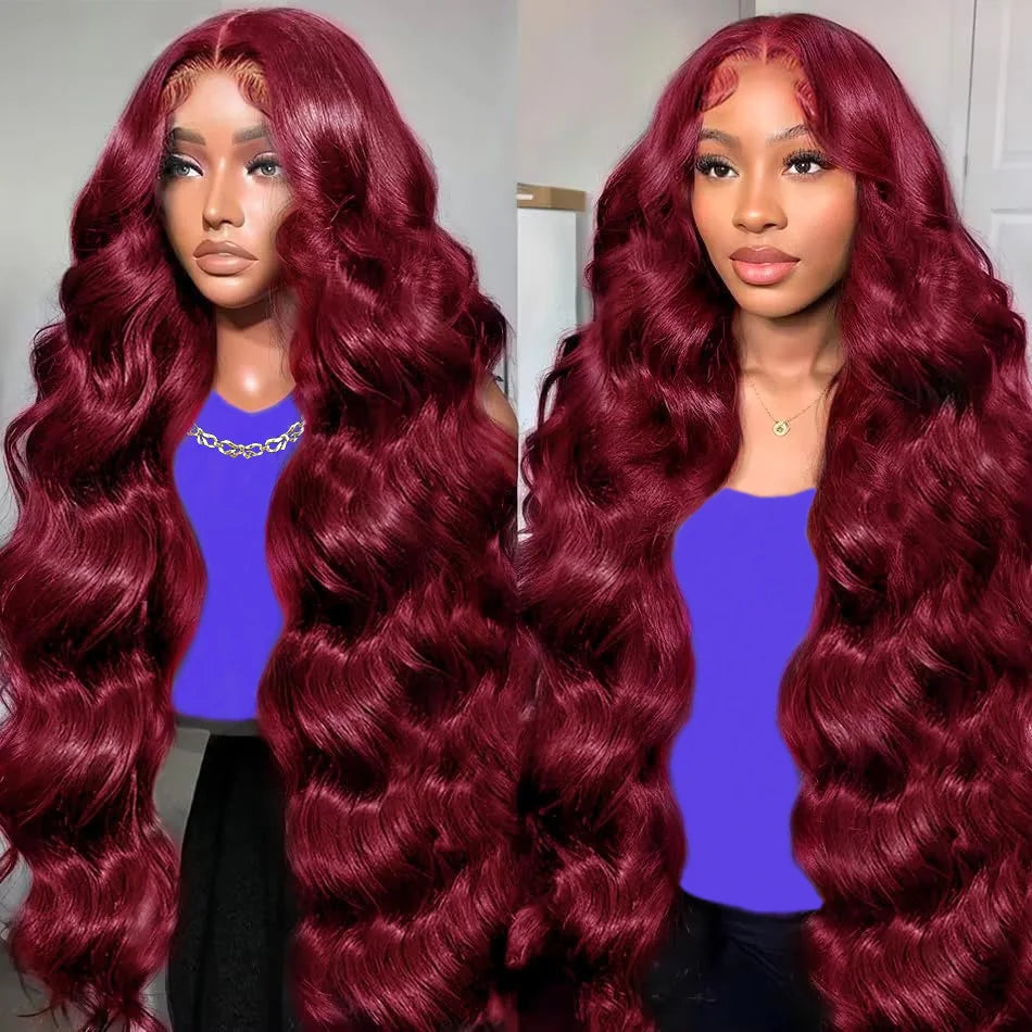 99j Burgundy Lace Front Wigs Human Hair 13x6 Hd Transparent For Black Women Body Wave Lace Front Pre Plucked Human Hair Wigs