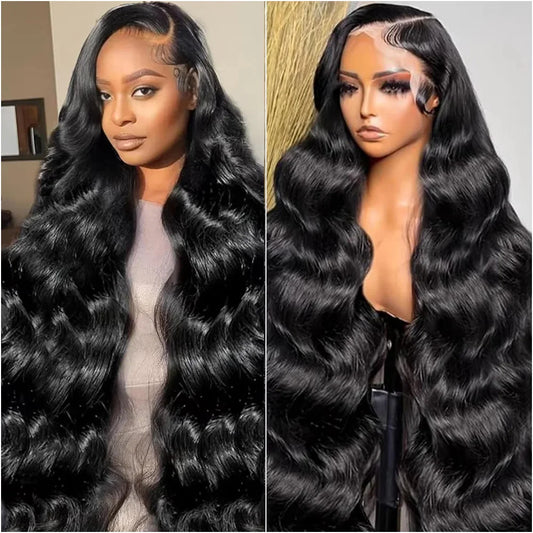 18-40 Inch 13x4 HD Swiss Lace Frontal Wig 13x6 Transparent Lace Front Human Hair Wig For Women 360 Full Lace Black Body Wave Wig