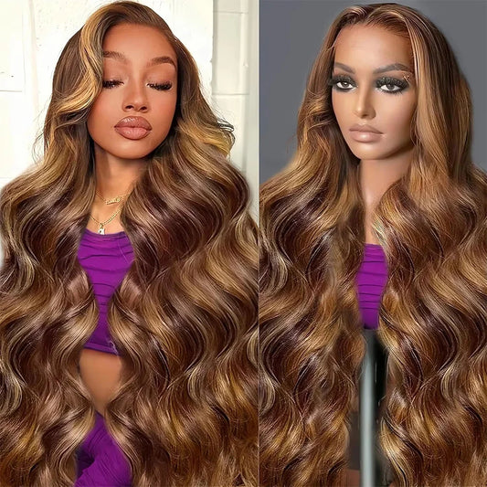 40 Inch P4/27 Body Wave Lace Front Wig Human Hair For Women 13X4 HD Lace Honey Blonde Wig 200% Density 13x6 Transparent Lace Wig
