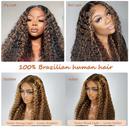 427 Bob Curly Wigs Human Hair Glueless Wear And Go Pre Plucked Pre Bleached Pre Cut Deep Wave Lace Front With 220 Density 10”