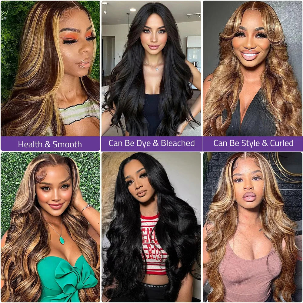 P4/27 Highlight Body Wave Lace Wigs 13x4 HD Lace Frontal Wigs 200 Density Honey Blond 13x6 Lace Front Human Hair Wigs For Women