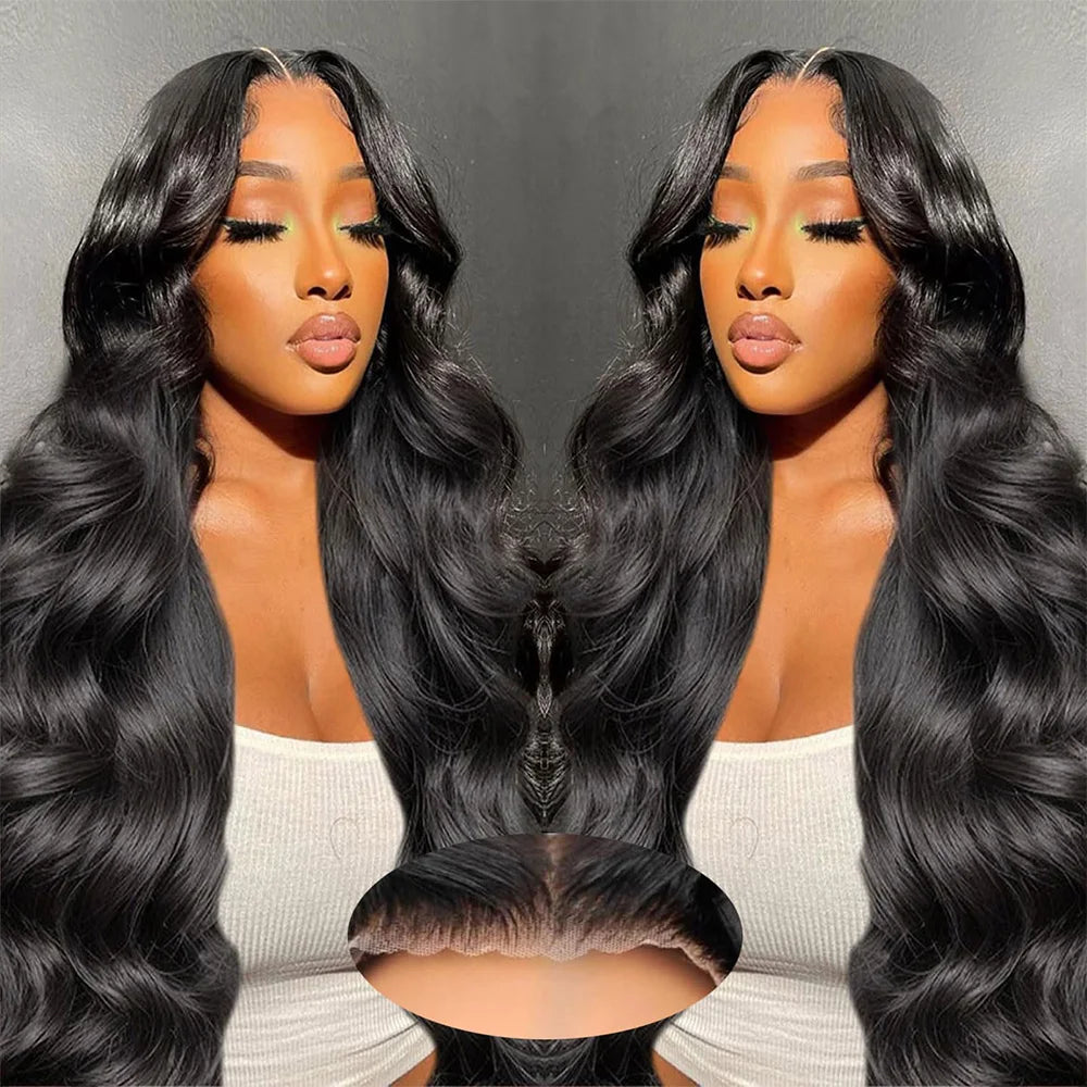 200 Density Black Body Wave Wig 13x4 Transparent Lace Front Pre-Plucked 100% Human Hair Wig 13x6 HD Lace Frontal 18-40 Inch Wig
