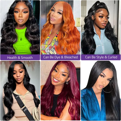 Body Wave Brazilian Human Hair Wigs 13x4 and 13x6 Transparent Lace 40 Inch Wigs 360 HD Full Lace Natural Color Wigs 200% Density