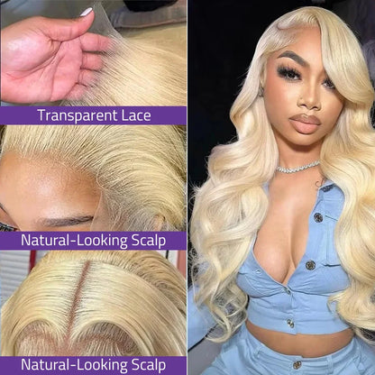 36 Inch Body Wave Blonde 613 Lace Wig  13x4 13x6 HD Transparent Lace Human Hair Wig 200 Density Can Be Dyed In Any Color ！