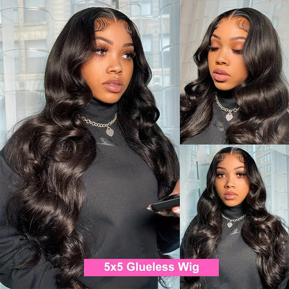 13x6 HD Front Lace Human Hair Wig 200 Density Black Body Wave 100% Human Hair Lace Wig 13x4 Front Lace 360 Full Lace 40 Inch Wig