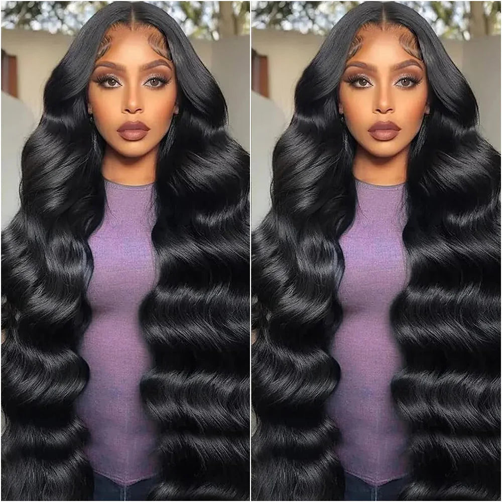 100% Natural black Human Hair Lace Wig 38 Inch Body Wave Lace Wig 13x6 Hd Lace Pre Plucked 360 Lace Frontal Wig Can Be Dyed !