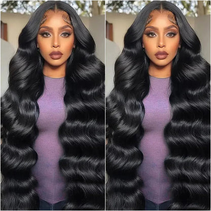 100% Natural black Human Hair Lace Wig 38 Inch Body Wave Lace Wig 13x6 Hd Lace Pre Plucked 360 Lace Frontal Wig Can Be Dyed !