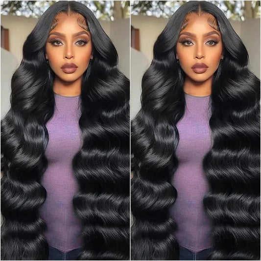 100% Natural black Human Hair Lace Wig 38 Inch Body Wave Lace Wig 13x6 Hd Lace Pre Plucked 360 Lace Frontal Wig Can Be Dyed !