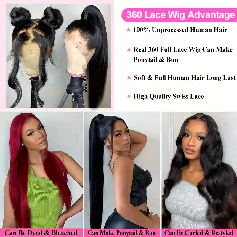 5x5 Glueless Lace Front Human Hair Wigs 360 13x6 HD Transparent Lace Front Wigs For Women With Baby Hair Drawstring Wear And GO