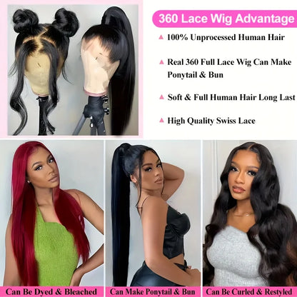 5x5 Glueless Lace Front Human Hair Wigs 360 13x6 HD Transparent Lace Front Wigs For Women With Baby Hair Drawstring Wear And GO