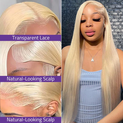40 Inch 613 Honey Blonde Bone Straight Lace Wigs 13x4 Transparent Lace Front Human Hair Wigs For Women 13x6 HD Lace Frontal Wigs