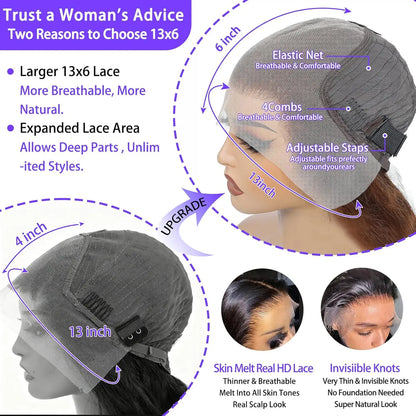 Chocolate Brown Human Hair Wig 200% Density 13X6 Body Wave Lace Front Wigs Human Hair HD Frontal Wig Pre Plucked For Black Women