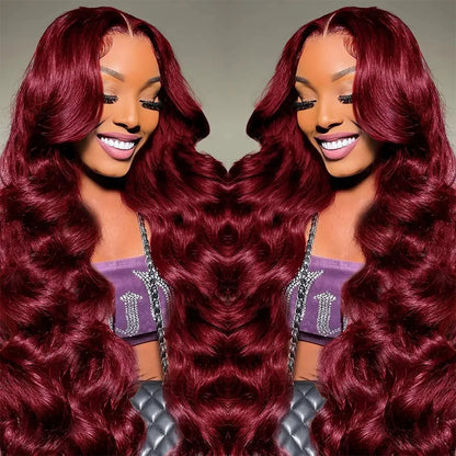 200 Density Body Wave 99j Burgundy 13x6 HD Front Lace Wig For Women 18-40 Inch Brazilian Human Hair 13x4 Lace Front Wig On Sale