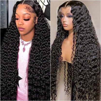 Natural Color Hair Wig 360 Full Lace Front Wig 18-38 Inch Deep Wave 13x6 HD Lace Front Wig 100% Human Hair For Women 200 Density