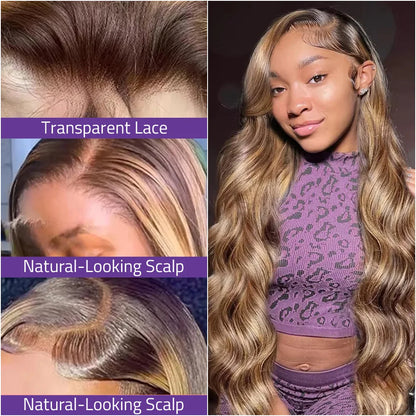 40 Inch P4/27 High light Body Wave Lace Wigs 100% Brazilian Human Hair 13x4 HD Lace Front Honey Blonde Wigs For Women On Selling