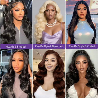 HD Transparent 13x4 13x6 Lace Body Wave Natural Black Wig Pre-Plucked 360 Lace Frontal Wig Human Hair Wigs For Women 5x5 Wig .