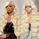 613 Lace Front Blonde Wig 200 Density Body Wave Pre-Plucked Human Hair Wig 13x4 and 13x6 HD Transparent Lace Frontal 40 Inch Wig