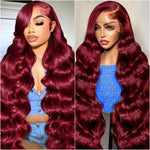 100%  Human Hair Wigs 99J Body Wave wigs 13x4 13x6 HD Lace Frontal Wigs  200 Density Transparent Lace Wigs Suit Any Color Skin .