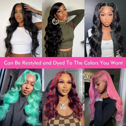 13x4 13x6 HD Front Wigs Transparent Lace 38 inches Natural body Wave Human Hair 200 Density in Brazilian human hair For Women