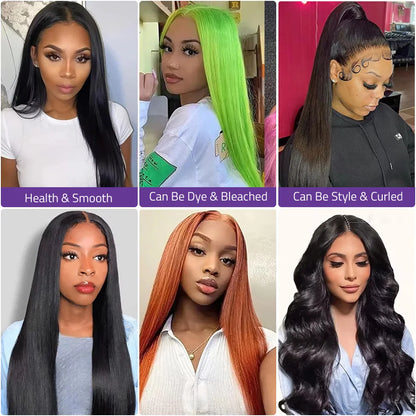 Brazilian Human Hair Wigs 13x4 13x6 HD Transparent  Lace Wigs 200% Density Natural Color Straight wigs For Women Can Be Dyed