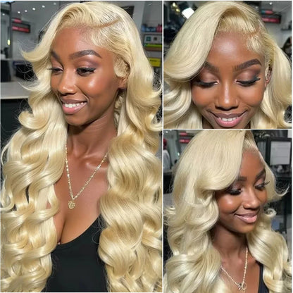 613 HD Frontal Lace Blonde Wig 13X6 Transparent Lace Front 40Inch Brazilian Hair Wig 13x4 HD Front Lace Body Wave Human Hair Wig
