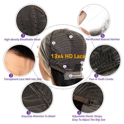 36 Inch Chocolate Brown Body Wave HD Lace Front Human Hair Wig Brazilian 13x6 Lace Frontal Wigs Preplucked for Women 200 Density