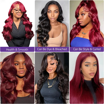 200 Density Body Wave 99j Burgundy 13x6 HD Front Lace Wig For Women 18-40 Inch Brazilian Human Hair 13x4 Lace Front Wig On Sale