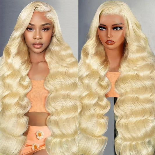 Blonde 613 Body Wave Front Lace Wig 13x4 and 13x6 HD Transparent Lace Frontal Wig 220 Density 40 Inch Pre-plucked Human Hair Wig