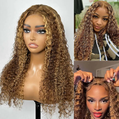 427 Bob Curly Wigs Human Hair Glueless Wear And Go Pre Plucked Pre Bleached Pre Cut Deep Wave Lace Front With 220 Density 10”