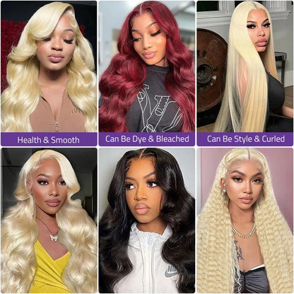 13X4 HD Lace Human Hair Wig 13X6 Transparent Lace Front Wig 613 Body Wave Preplucked Brazilian Hair Lace Wig 18-36 Inch On Sale.