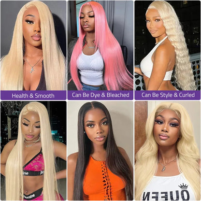 13x4 and 13x6 HD Transparent Lace #613 Honey Blonde Color Front Human Hair Wigs For Women Raw Brazilian Straight Hair Lace Wigs