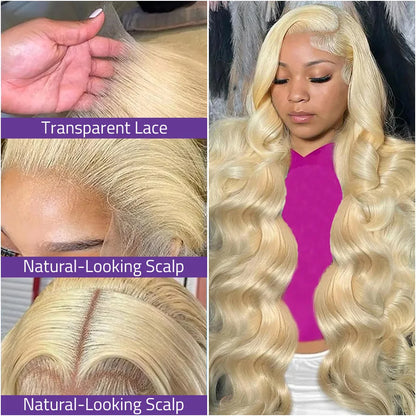 Blonde 613 Body Wave Front Lace Wig 13x4 and 13x6 HD Transparent Lace Frontal Wig 220 Density 40 Inch Pre-plucked Human Hair Wig